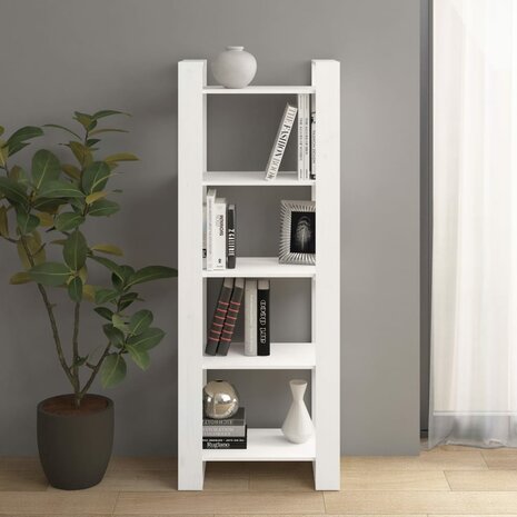 Boekenkast/kamerscherm 60x35x160 cm massief hout wit 8720286905289 1