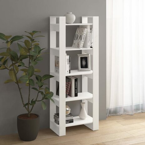 Boekenkast/kamerscherm 60x35x160 cm massief hout wit 8720286905289 6