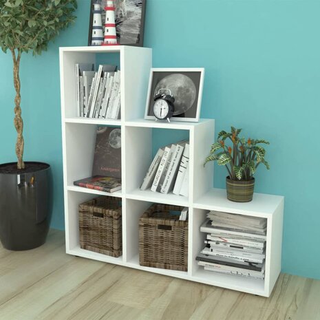 Boekenkast/presentatiemeubel trapvormig 107 cm wit 8718475954804 1