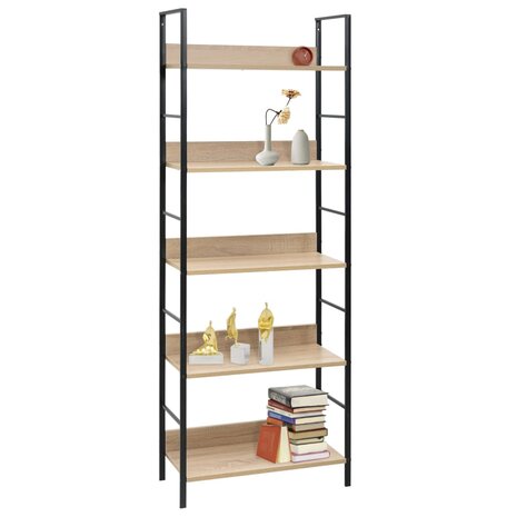 Boekenkast 5 schappen 60x27,6x158,5 cm bewerkt hout eikenkleur 8719883890630 2