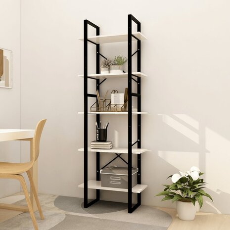 Boekenkast met 5 schappen 60x30x175 cm grenenhout wit 8720286649404 1