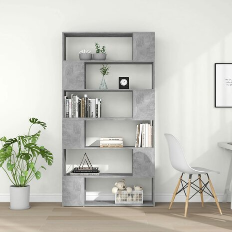 Boekenkast/kamerscherm 100x24x188 cm betongrijs 8720286661437 3