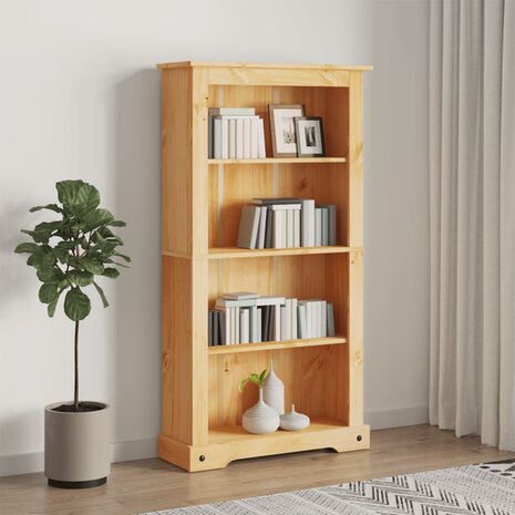 Boekenkast grenenhout met 4 planken Corona-stijl 81x29x150 cm 8718475526230 1