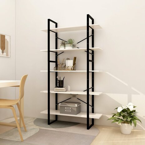 Boekenkast met 5 schappen 100x30x175 cm grenenhout wit 8720286649602 1