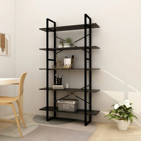 Boekenkast met 5 schappen 100x30x175 cm grenenhout zwart 8720286649633 1