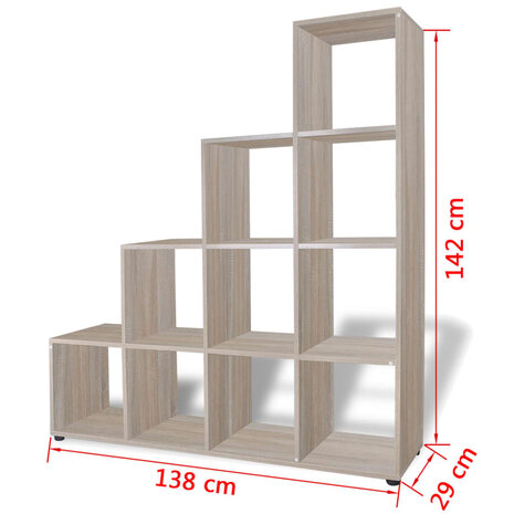 Boekenkast/presentatiemeubel trapvormig 142 cm eikenkleur 8718475954798 7