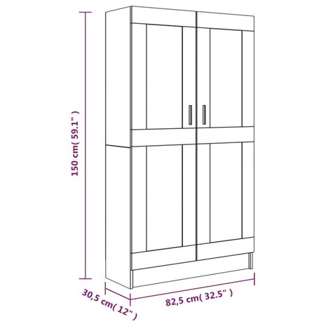 Boekenkast 82,5x30,5x150 cm bewerkt hout gerookt eikenkleurig 8720286977330 9