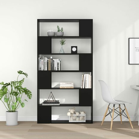 Boekenkast/kamerscherm 100x24x188 cm zwart 8720286661406 3