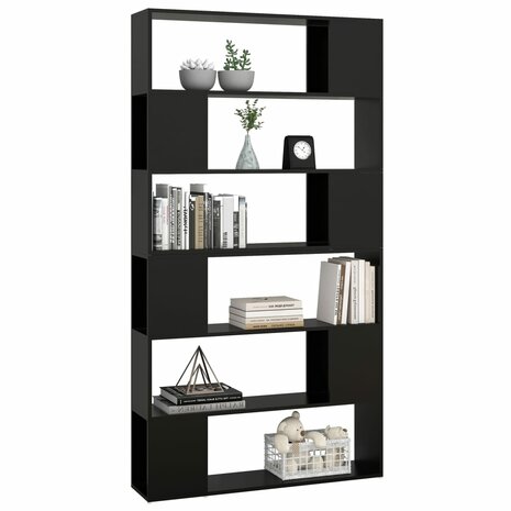 Boekenkast/kamerscherm 100x24x188 cm zwart 8720286661406 4