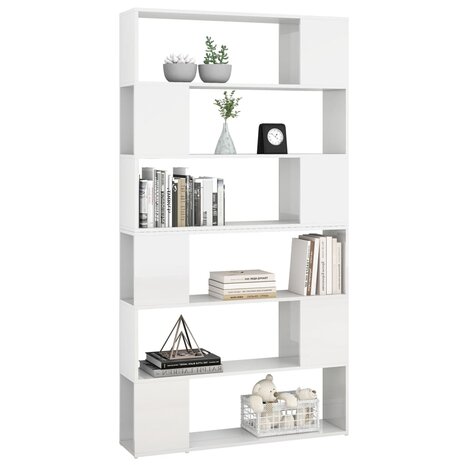 Boekenkast/kamerscherm 100x24x188 cm hoogglans wit 8720286661451 4