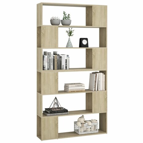 Boekenkast/kamerscherm 100x24x188 cm sonoma eikenkleurig 8720286661420 4