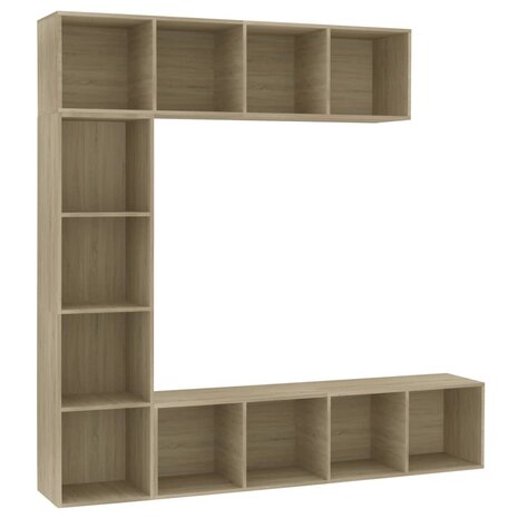 3-delige Boekenkast-/tv-meubelset 180x30x180 cm eikenkleurig 8719883768625 2