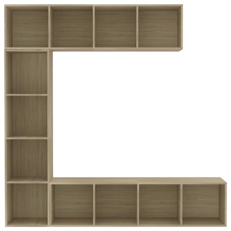 3-delige Boekenkast-/tv-meubelset 180x30x180 cm eikenkleurig 8719883768625 4