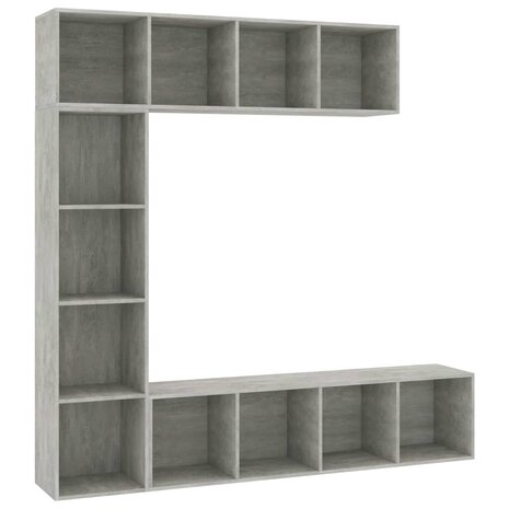 3-delige Boekenkast-/tv-meubelset 180x30x180 cm betongrijs 8719883768632 2