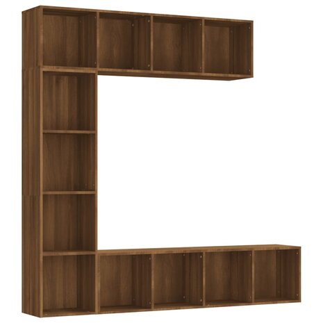 3-delige boekenkast- / tv-meubelset 180x30x180 cm bruineiken 8720845648633 2