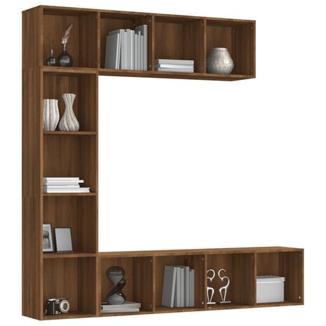 3-delige boekenkast- / tv-meubelset 180x30x180 cm bruineiken 8720845648633 3