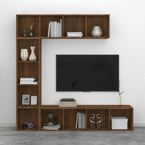 3-delige boekenkast- / tv-meubelset 180x30x180 cm bruineiken 8720845648633 4