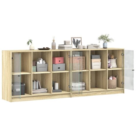 Boekenkast met deuren 204x37x75 cm hout sonoma eikenkleurig 8721012216235 4