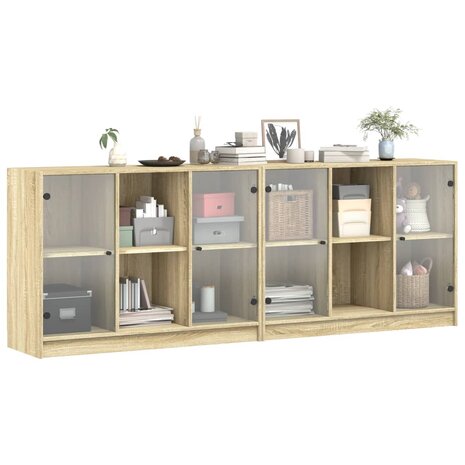 Boekenkast met deuren 204x37x75 cm hout sonoma eikenkleurig 8721012216235 5