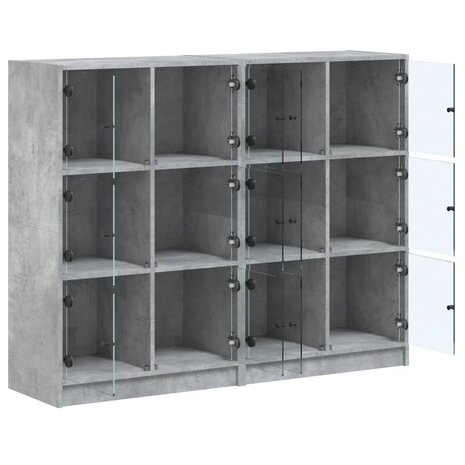 Boekenkast met deuren 136x37x109 cm bewerkt hout betongrijs 8721012216037 6