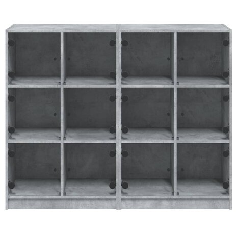 Boekenkast met deuren 136x37x109 cm bewerkt hout betongrijs 8721012216037 7