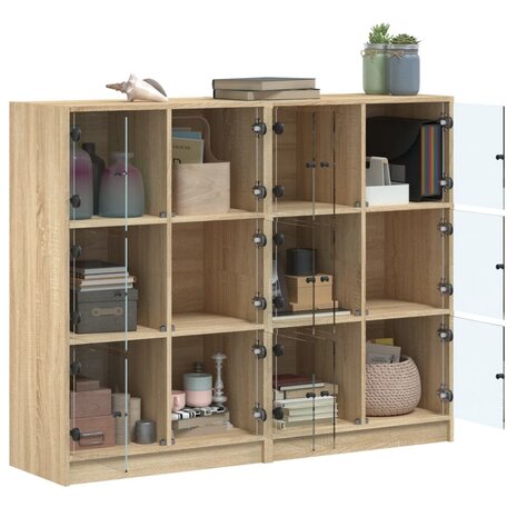 Boekenkast met deuren 136x37x109 cm hout sonoma eikenkleurig 8721012216020 4