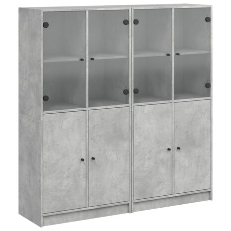 Boekenkast met deuren 136x37x142 cm bewerkt hout betongrijs 8721012216174 2