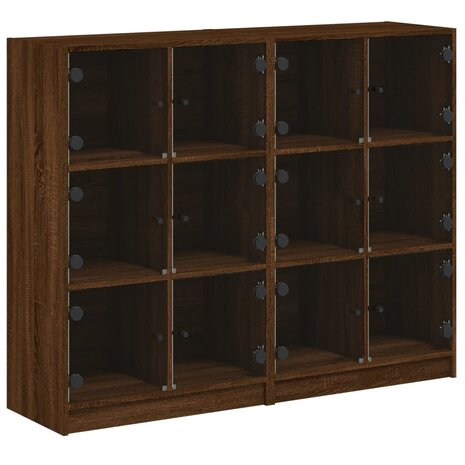 Boekenkast met deuren 136x37x109 cm hout bruineikenkleurig 8721012216068 2