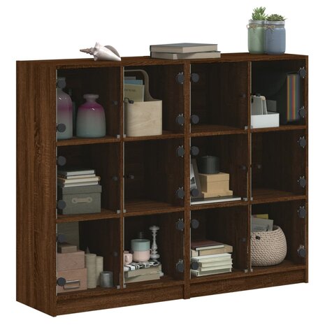 Boekenkast met deuren 136x37x109 cm hout bruineikenkleurig 8721012216068 5