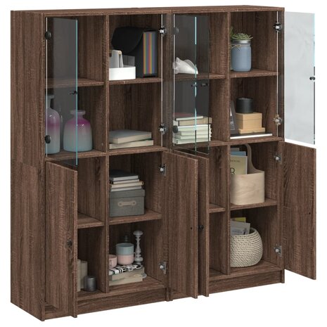 Boekenkast met deuren 136x37x142 cm hout bruineikenkleurig 8721012216204 4