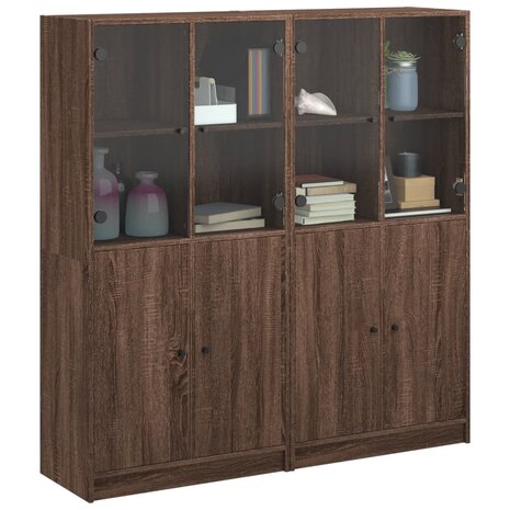 Boekenkast met deuren 136x37x142 cm hout bruineikenkleurig 8721012216204 5