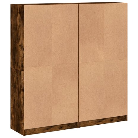 Boekenkast met deuren 136x37x142 cm hout gerookt eikenkleurig 8721012216181 9