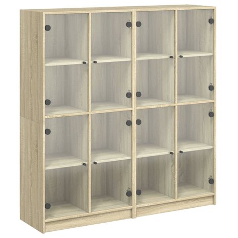 Boekenkast met deuren 136x37x142 cm hout sonoma eikenkleurig 8721012216099 2