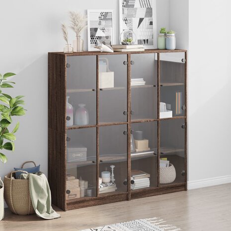 Boekenkast met deuren 136x37x142 cm hout bruineikenkleurig 8721012216136 3