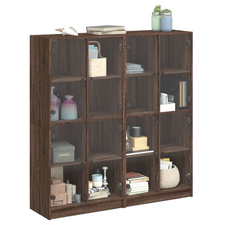 Boekenkast met deuren 136x37x142 cm hout bruineikenkleurig 8721012216136 5