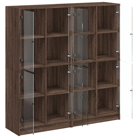 Boekenkast met deuren 136x37x142 cm hout bruineikenkleurig 8721012216136 6