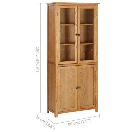 Boekenkast met 4 deuren 80x35x180 cm massief eikenhout en glas 8720286006832 7