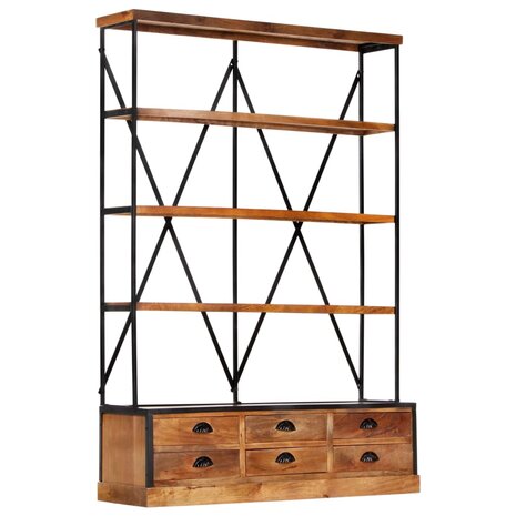 Boekenkast 4-laags met 6 lades 122x36x181 cm massief mangohout 8719883711881 1