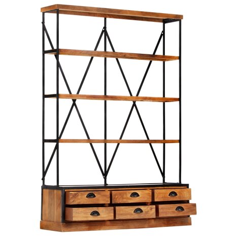 Boekenkast 4-laags met 6 lades 122x36x181 cm massief mangohout 8719883711881 2