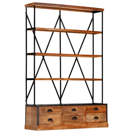 Boekenkast 4-laags met 6 lades 122x36x181 cm massief mangohout 8719883711881 11