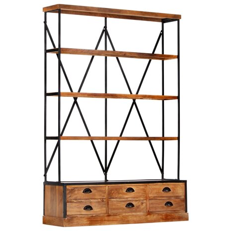 Boekenkast 4-laags met 6 lades 122x36x181 cm massief mangohout 8719883711881 12