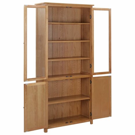 Boekenkast met 4 deuren 90x35x200 cm massief eikenhout en glas 8720286006825 5