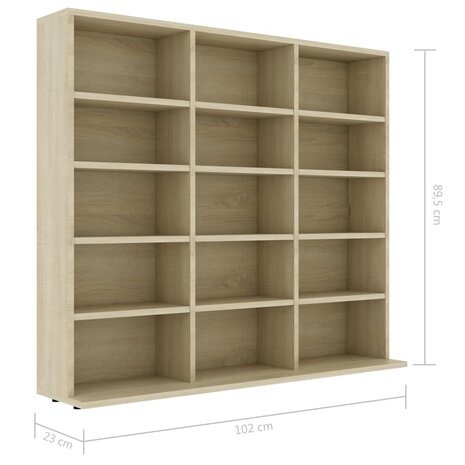 Cd-kast 102x23x89,5 cm bewerkt hout sonoma eikenkleurig 8719883914923 6