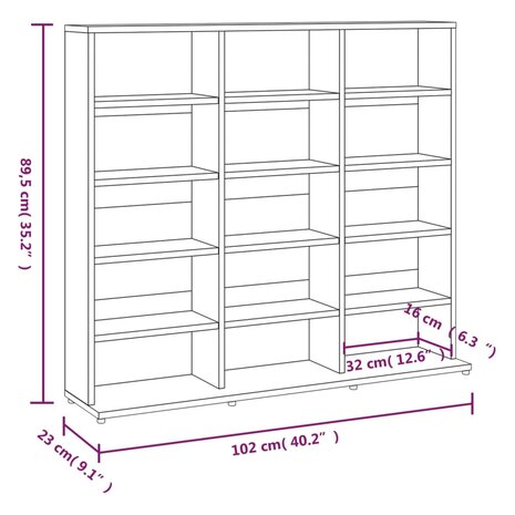 Cd-kast 102x23x89,5 cm bewerkt hout grijs sonoma eikenkleurig 8720286976685 7