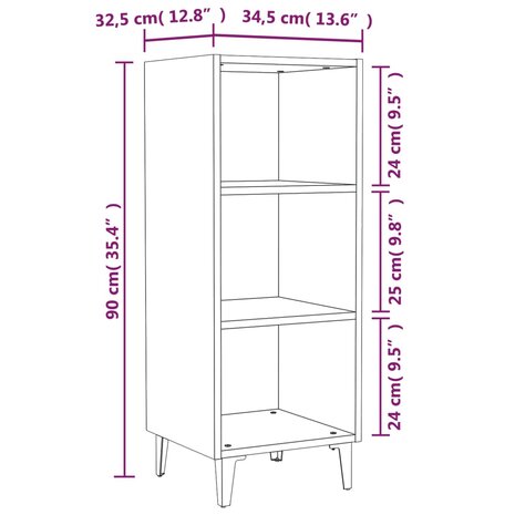 Dressoir 34,5x32,5x90 cm bewerkt hout wit 8720287081029 7