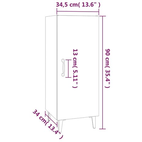 Dressoir 34,5x34x90 cm bewerkt hout grijs sonoma eikenkleurig 8720287085317 10