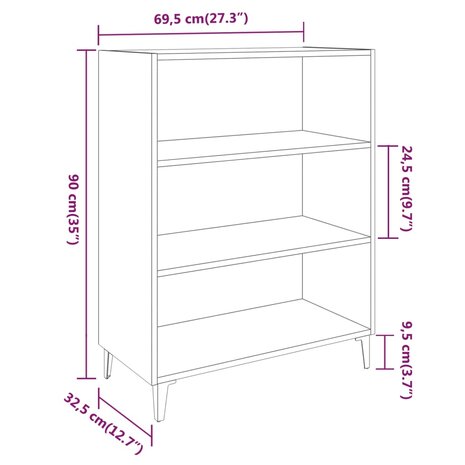 Dressoir 69,5x32,5x90 cm bewerkt hout gerookt eikenkleurig 8720286973646 7