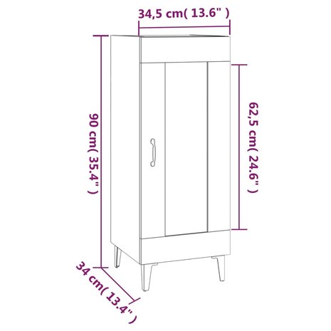 Dressoir 34,5x34x90 cm bewerkt hout gerookt eiken 8720287085607 9