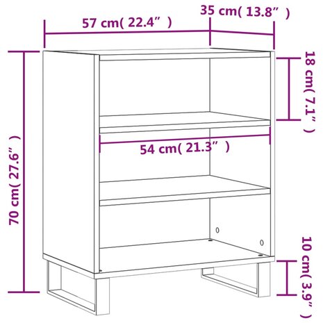 Dressoir 57x35x70 cm bewerkt hout bruin eikenkleur 8720845907501 9