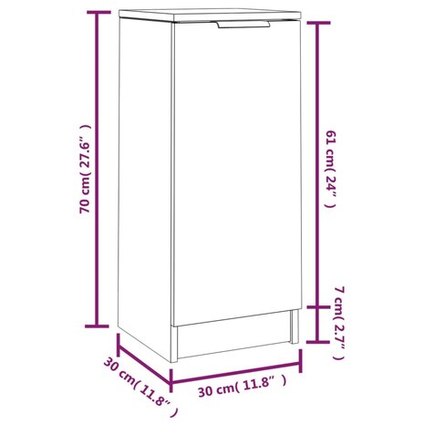 Dressoir 30x30x70 cm bewerkt hout bruineikenkleurig 8720287084051 9